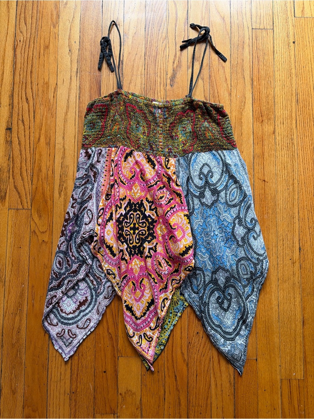 Soul Flower Multicolor Patchwork Handkerchief Hem Camisole